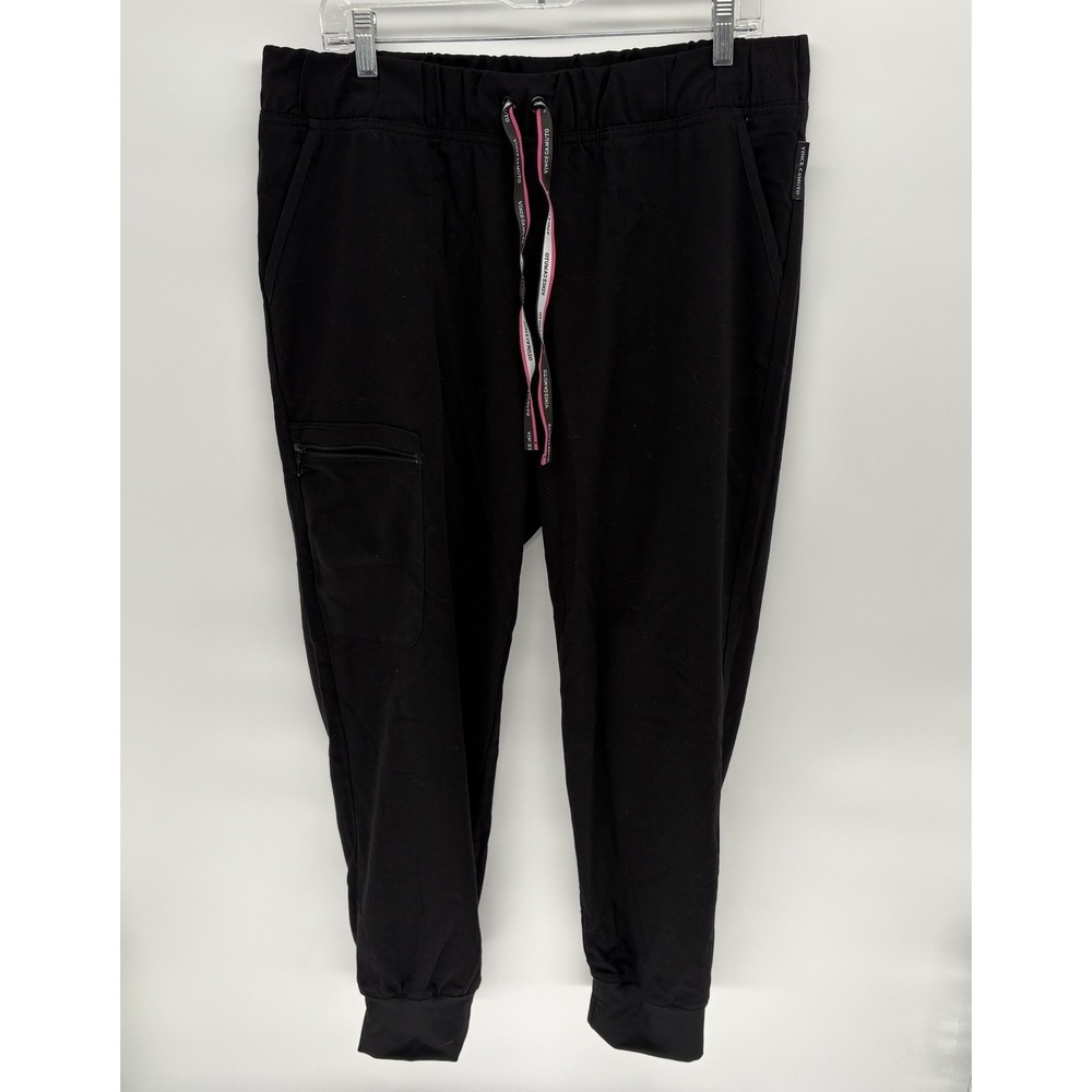 Vince Camuto Black Stretch Joggers  Pink Drawstring Elastic Waist Women L 34x28